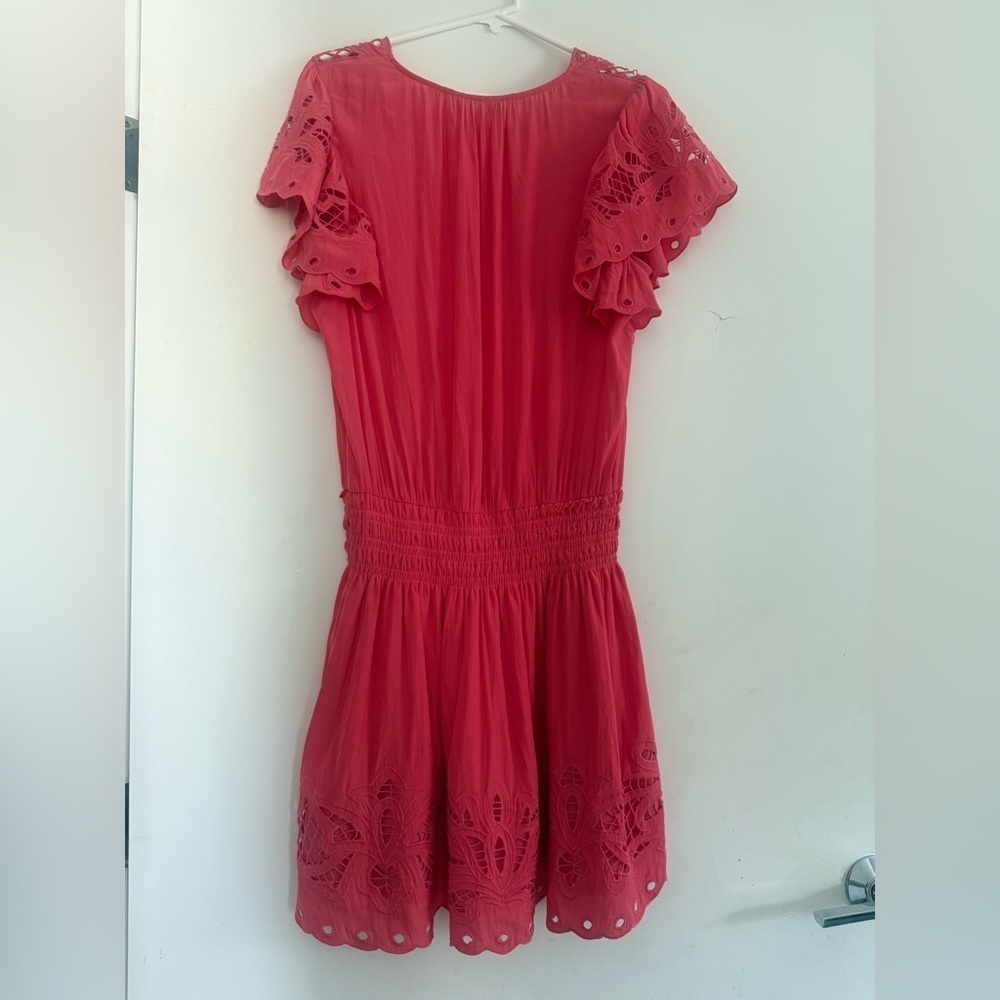 Ramy Brook Rochelle Eyelet Mini Dress In Punch Size L - Picture 4 of 5